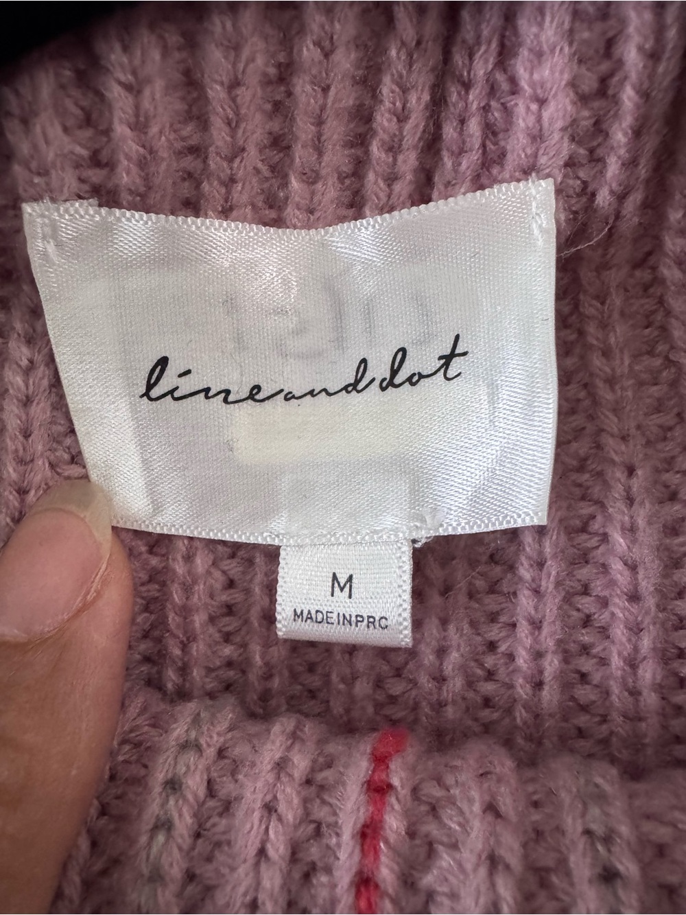 Line & Dot Mauve Plaid Crewneck Sweater with Rust Accents - Picture 4 of 5